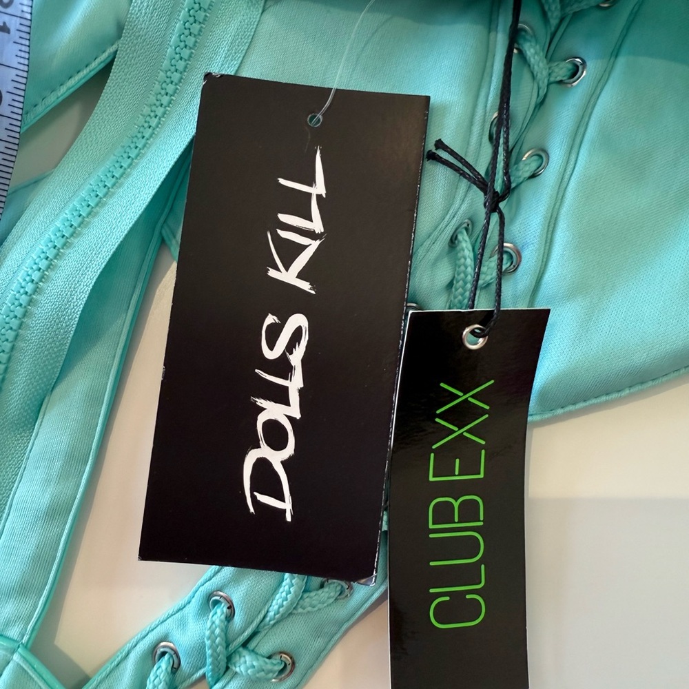 🌷NWT Dolls Kill Rude Awakening Mini Dress - Teal XL - Picture 3 of 9
